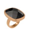 Дамски златист пръстен с квадратен черен камък размер 56-0 снимка