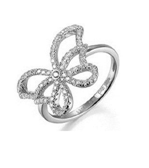 Сребрист дамски пръстен с пеперуда с кристали размер 56 снимка