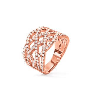 Елегантен розовозлатист пръстен с бели кристали размер 54 снимка