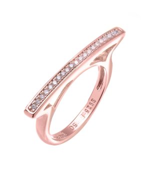 Дамски пръстен в розовозлатисто с кристали размер 54 снимка