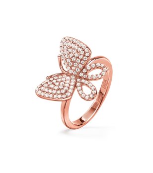 Розовозлатист дамски пръстен с пеперуда размер 44 снимка