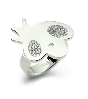 Сребрист пръстен с форма на калинка размер 52 снимка