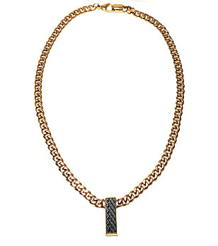 Златисто дамско колие верига с черна плочка снимка