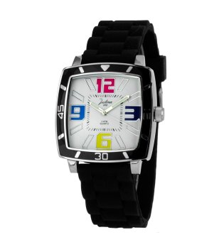 Черен кварцов часовник с цветни цифри снимка