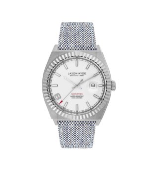 Аналогов сребрист мъжки часовник с текстилна каишка снимка