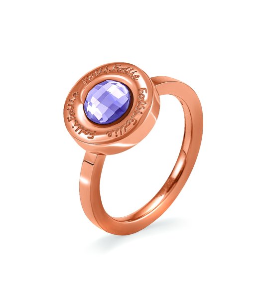 Дамски розовозлатист пръстен с лилав камък размер 50 снимка