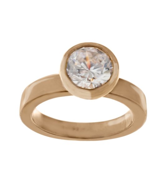 Дамски златист пръстен с камък размер 56 снимка