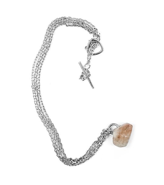 Дамско сребристо колие с камък снимка