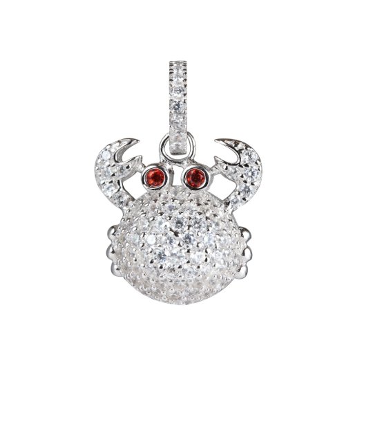 Сребриста висулка с дизайн рак с цирконии снимка