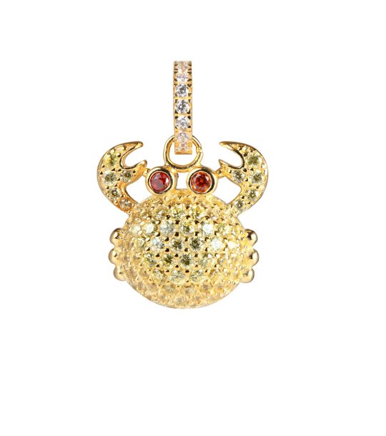 Златиста висулка с дизайн рак с цирконии снимка