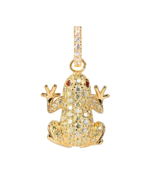 Златиста висулка с дизайн жаба с кристали снимка
