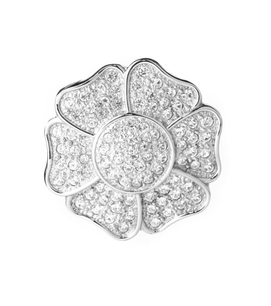 Сребриста висулка цвете с камъчета снимка