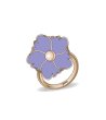 Дамски златист пръстен с лилаво цвете размер 52-0 снимка