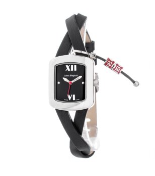 Дамски аналогов часовник с нестандартна верижка в черно снимка