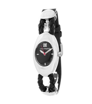 Дамски часовник с кожена каишка в черен цвят снимка