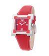 Кварцов дамски часовник в червено-0 снимка