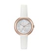 Дамски кварцов часовник в розовозлатисто с бяла кожена каишка-0 снимка