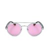 Унисекс слънчеви очила със сребристи рамки и розови лещи-0 снимка