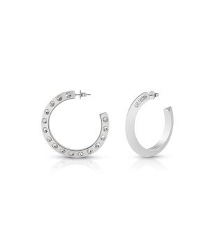 Сребристи обеци с кристали снимка