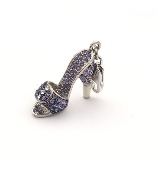 Посребрена висулка обувка с лилави камъни снимка