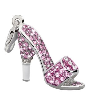 Оосребрен чарм с висулка обувка с розови камъни снимка