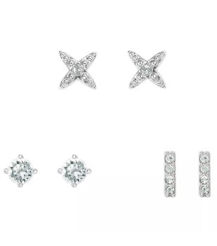 Комплект от 3 чифта  обеци със кристали снимка