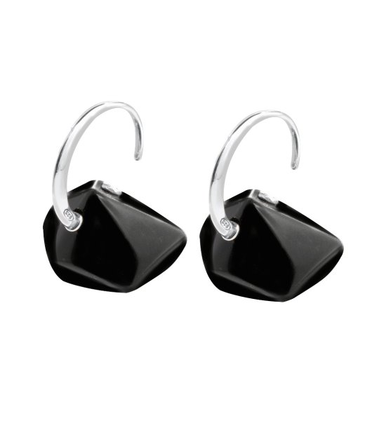 Обеци с черни камъни снимка