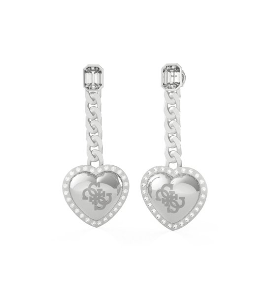 Сребристи обеци с висулка сърце снимка