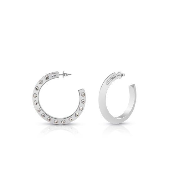 Сребристи обеци с кристали снимка