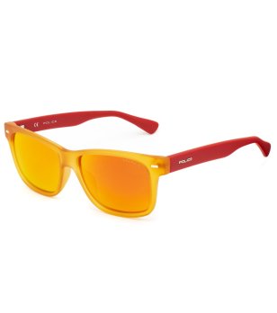 Слънчеви очила в жълто с червени дръжки снимка