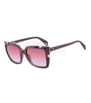 Дамски квадратни слънчеви очила в бургунд и златисто снимка