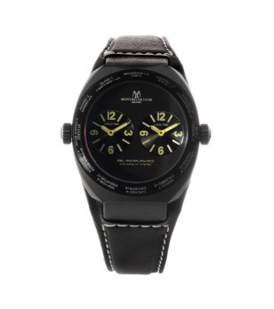 Черен унисекс часовник с два циферблата снимка