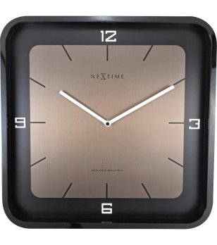 Квадратен стенен часовник в черно и бронзово снимка