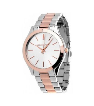 Дамски аналогов часовник в сребристо и розовозлатисто снимка