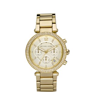 Дамски часовник в златисто с камъни снимка