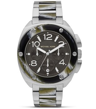 Часовник  хронограф в сребристо и зелено снимка