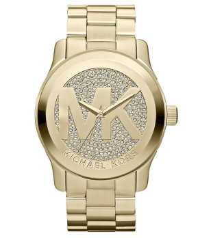 Дамски часовник в златисто с кристали снимка