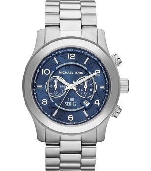 Мъжки часовник  хронограф в сребристо и синьо снимка