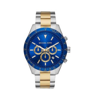 Мъжки часовник хронограф в сребристо, златисто и синьо снимка