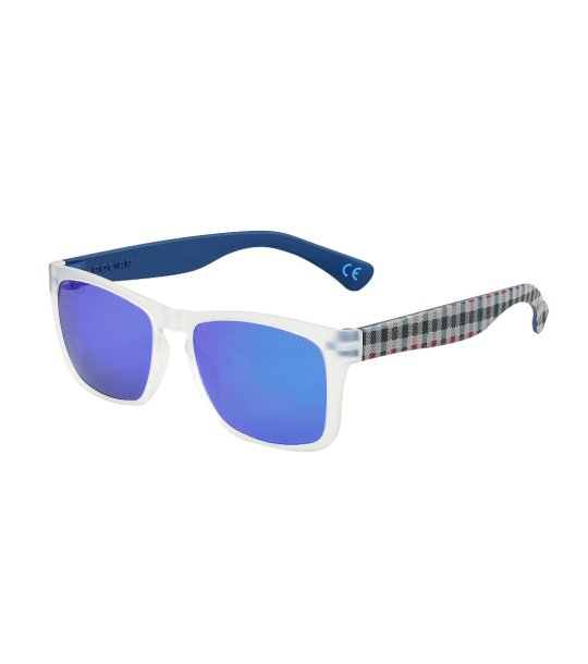 Унисекс слънчеви очила с прозрачна рамка и сини лещи снимка