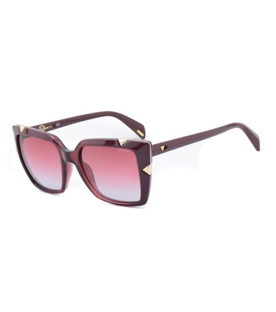 Дамски квадратни слънчеви очила в бургунд и златисто снимка