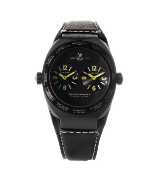 Черен унисекс часовник с два циферблата снимка