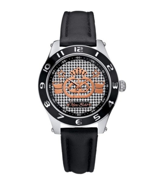 Аналогов часовник с кожена каишка в черно снимка