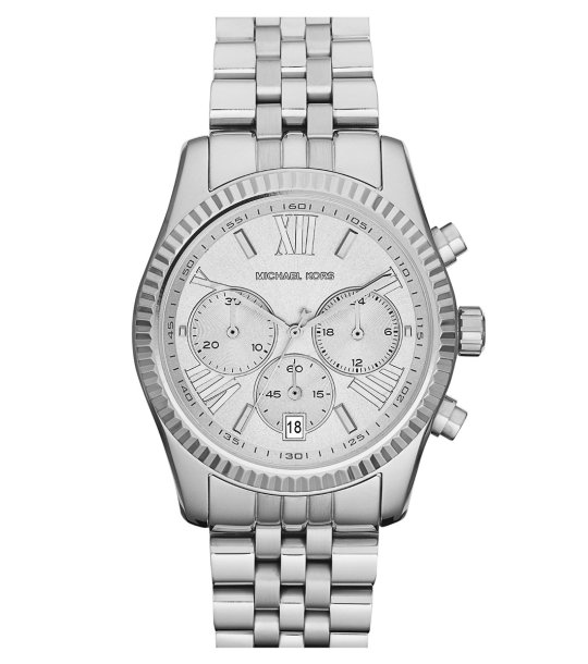 Дамски сребрист часовник хронограф  снимка