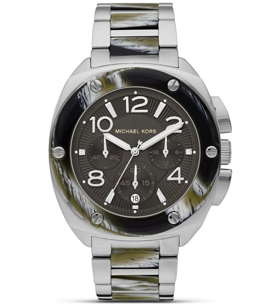 Часовник  хронограф в сребристо и зелено снимка