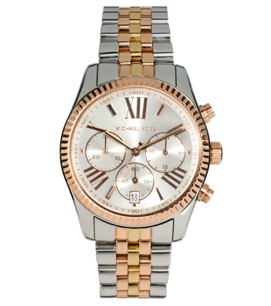 Дамски часовник хронограф в сребристо и розовозлатисто снимка