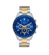 Мъжки часовник хронограф в сребристо, златисто и синьо-0 снимка