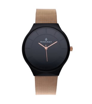 Кварцов часовник с черен корпус и розовозлатиста верижка снимка