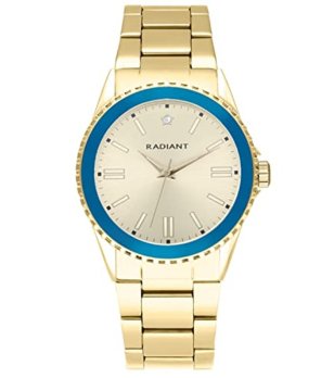 Дамски златист часовник с кварцов механизъм със син кант снимка