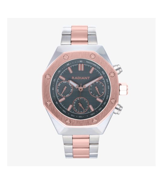 Часовник в сребристо и розовозлатисто с хронограф снимка